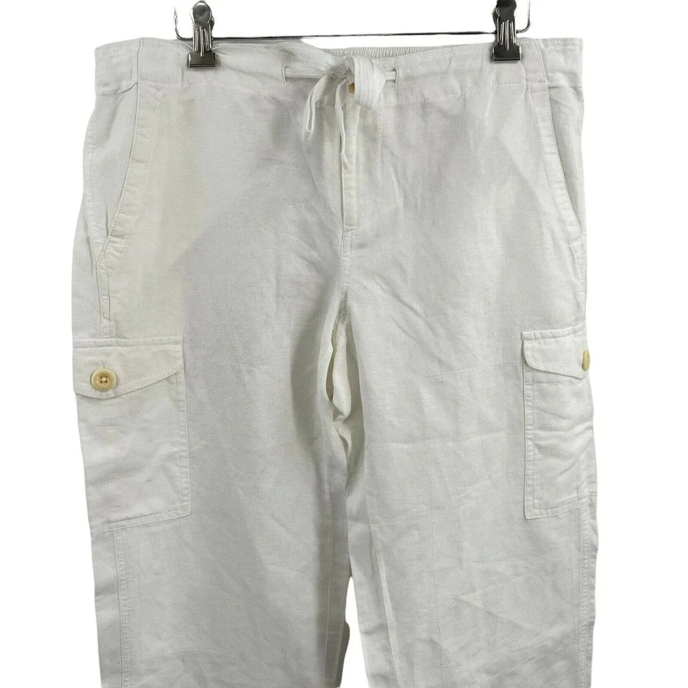 J Crew White Drawstring‎ Cargo Pant Size 4